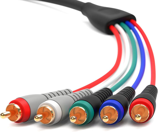 Component Video Cable with Audio (25FT, RCA- 5 Cable, Supports 1080I) - Compatible with DVD Players, VCR, Camcorder, Projector
